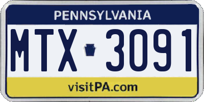 PA license plate MTX3091
