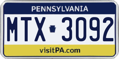 PA license plate MTX3092
