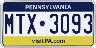 PA license plate MTX3093