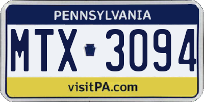 PA license plate MTX3094