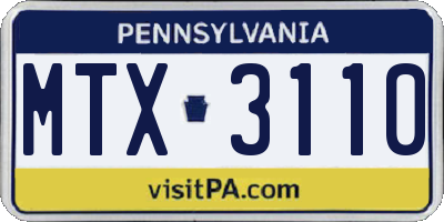 PA license plate MTX3110