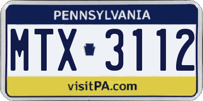PA license plate MTX3112