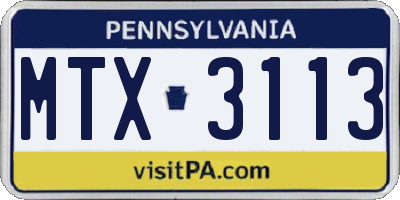 PA license plate MTX3113