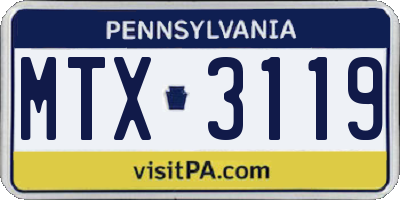 PA license plate MTX3119