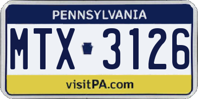 PA license plate MTX3126