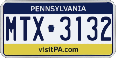 PA license plate MTX3132