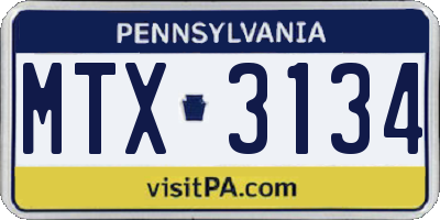 PA license plate MTX3134