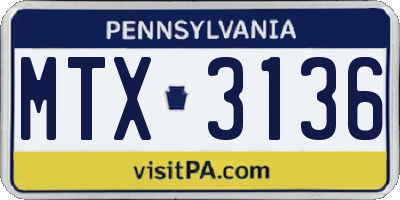 PA license plate MTX3136