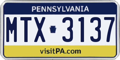 PA license plate MTX3137