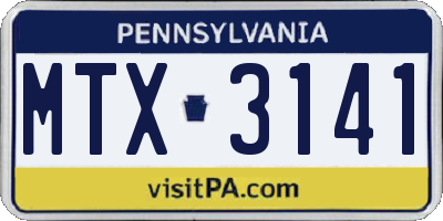PA license plate MTX3141
