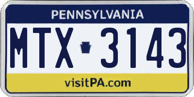 PA license plate MTX3143