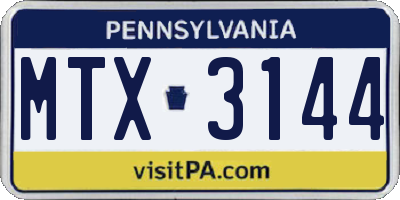 PA license plate MTX3144