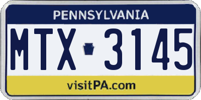 PA license plate MTX3145