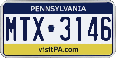 PA license plate MTX3146