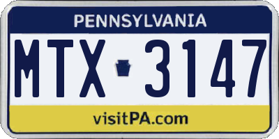 PA license plate MTX3147