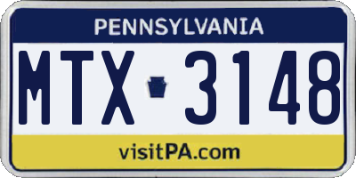 PA license plate MTX3148