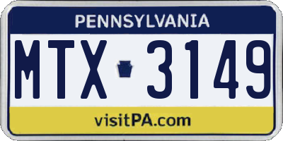 PA license plate MTX3149