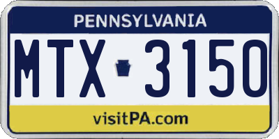 PA license plate MTX3150