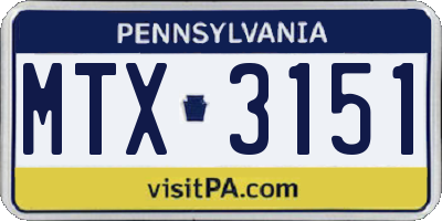 PA license plate MTX3151