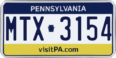 PA license plate MTX3154