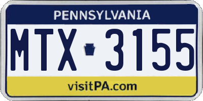 PA license plate MTX3155