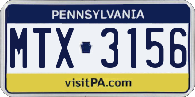 PA license plate MTX3156