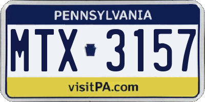 PA license plate MTX3157