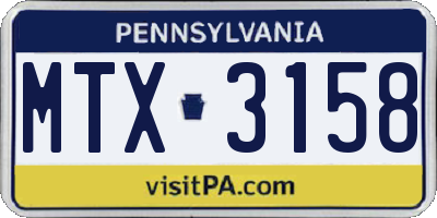 PA license plate MTX3158