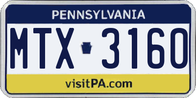 PA license plate MTX3160