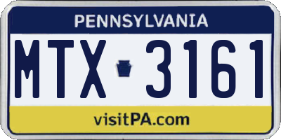 PA license plate MTX3161