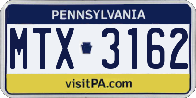 PA license plate MTX3162