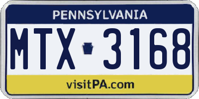 PA license plate MTX3168