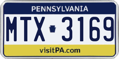 PA license plate MTX3169