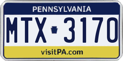 PA license plate MTX3170