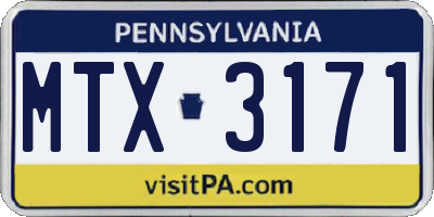 PA license plate MTX3171