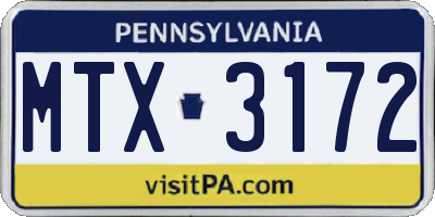 PA license plate MTX3172