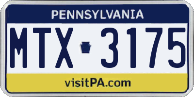 PA license plate MTX3175