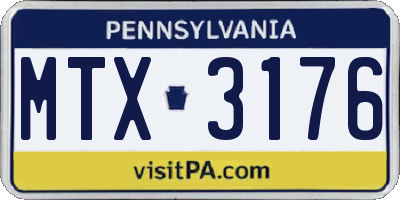 PA license plate MTX3176