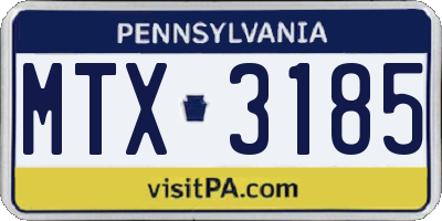 PA license plate MTX3185