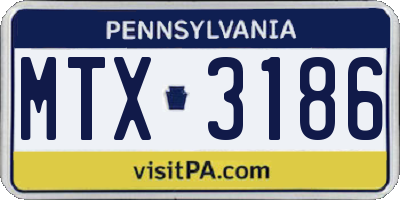 PA license plate MTX3186