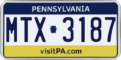PA license plate MTX3187