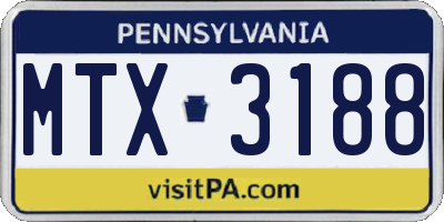 PA license plate MTX3188