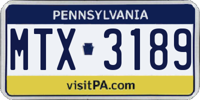 PA license plate MTX3189