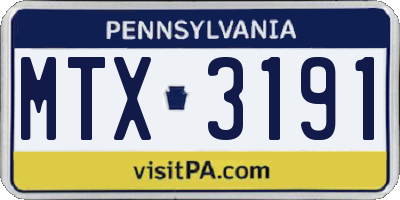 PA license plate MTX3191