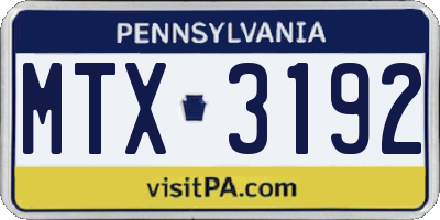 PA license plate MTX3192