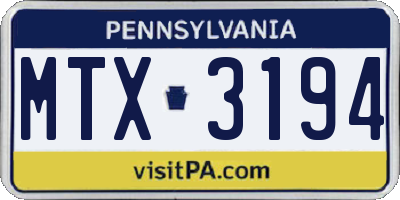PA license plate MTX3194
