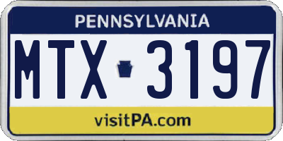 PA license plate MTX3197