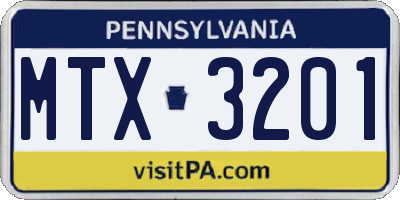 PA license plate MTX3201
