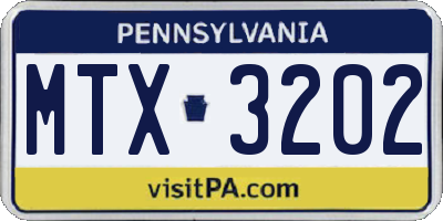 PA license plate MTX3202
