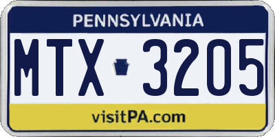 PA license plate MTX3205